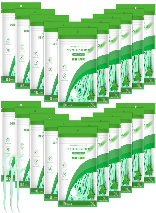 Maxcheck 2000 Count Floss Picks Bulk Natural Dental Floss Picks Toothpicks Sticks High Pull Tooth Flosser Sustainable for Teeth(Green) - Image 1
